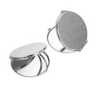 Didiseaon 2pcs Double-sided Metal Compact Makeup Mirror for Women, Folding Small Rounded Pocket Mirror with Practical Design, Silver Colour, for Daily Home Use