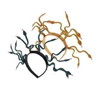 Didiseaon 2pcs Egyptian Medusa Headpiece with Detailed Snake Embellishments Deep Green and Earthy Golden Colors Plastic Vinyl Construction Sturdy Bendable Headband for Halloween Cosplay and