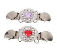 Didiseaon 2pcs Elegant Red Alloy Shirt Brooch Collar Clip with Love Heart Design, Sturdy Clothing Decor Not Easy to Deform or Break, Vintage Sweater Clip for Women’s Cardigans and Sweaters