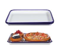 Didiseaon 2pcs Enamel Baking Pan Rectangular Non-Stick Oven Tray Easy to Clean Baking Dish for Pizza and Crepes Food-Grade Safe Enamel Roasting Pan