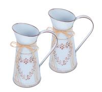 Didiseaon 2pcs Flower Buckets: Vintage Floral Buckets Container Heart-Shaped Farmhouse Milk can for Home Garden Indoor Decor and Floral Arrangements