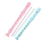 Didiseaon 2pcs German Style Soprano Recorder Set 8-hole Treble Flute for Beginners, Boys and Girls Musical Instrument with Cleaning Rod, Cherry Blossom Pink Ocean Blue for School