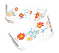 Didiseaon 2pcs Glass Hamster Bowl Anti-tip Design, Small Pet Food Dish for Guinea Pig, Rabbit, Chinchilla Feeding, Red Daisy Pattern, Suitable for Small Animals