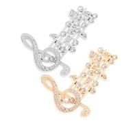 Didiseaon 2pcs Glittery Musical Note Brooches Rhinestone Lapel Pins for Women Clothes Decoration Festival Holiday Breastpins Stylish Accessories