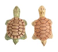 Didiseaon 2pcs Hand Carved Wooden Tortoise Sculptures, Compact Rustic Garden Turtle Ornament Decoration, 9x5x4cm Mini Wood Figurines for Table Centerpiece or Outdoor Home Décor