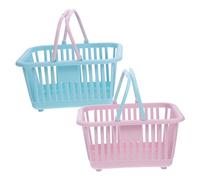 Didiseaon 2pcs Handheld Supermarket Shopping and Storage Baskets, Square Blue and Pink Vegetable and Fruit Organizer for Toys and Sundries Storage at Home