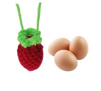 Didiseaon 2pcs Handmade Knitted Strawberry Woolen Egg Bag Drawstring Net Pockets for Candy and Gift Holder for Easter Dragon Boat Festival Party Cute Childrens Treat Bags