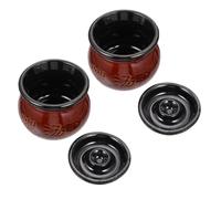 Didiseaon 2Pcs High Temperature Resistant Chinese Ceramic Stew Pot Casserole Skillets for Soup Noodles Cooking Kitchen Gadgets Safe Natural Material