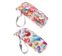 Didiseaon 2Pcs Insulated Bottle Tote Bag with Zipper - Thermal Milk Bottle Warmer Pouch for Nursing Moms - Cute Heart and Daisy Print - Portable Carrier