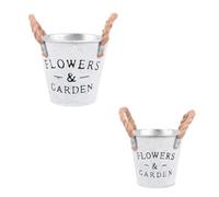Didiseaon 2pcs Iron Flower Bucket Vintage Flower Pot Bucket Planter round Silver Iron for Storage Garden Decor Festival Gift