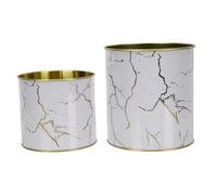 Didiseaon 2pcs Iron Food Storage Jars Airtight Kitchen Storage Containers for Tea Grains Nuts with Marble Pattern Sealed Canisters for Home Organization