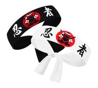 Didiseaon 2pcs Japanese Style Warrior Headbands Lightweight Polyester Headwraps for Cooking and Events, Versatile Wide Hair Accessories for Karate Training and Party Headwear