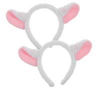Didiseaon 2pcs Lamb Ear Headbands for Kids and Toddlers, Plush Sheep Horn Hair Hoop with Soft Lamb Wool, Animal Costume Headwear for Cosplay, Birthday Party, and Dress-up