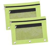 Didiseaon 2pcs Large Binder Pencil Pouch 3-Rings, Zippered Oxford Cloth Stationery Bags, Green File Folder Pen Cases for Office and School