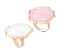 Didiseaon 2pcs Marble Resin Nail Art Ring Palettes Set Shell Finger Ring Mixing Palettes for Nail Painting and Professional Supplies in White Pink