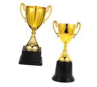 Didiseaon 2pcs Mini Gold Award Trophies with Sturdy Base Plastic Sports Competition Trophy Cups Shiny Gold Finish for Corporate Events School Contests Personal Collections