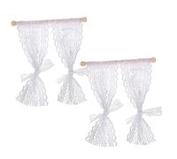 Didiseaon 2pcs Miniature Lace Curtains for Dollhouse Decoration Floral Design Tiny House Accessories for Photography and Creative Scenes