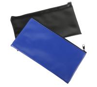Didiseaon 2pcs Money Bags with Zipper Makeup Pouch Multi-use Cash Coin Storage Bag for Travel and Daily Use Black Royal Blue