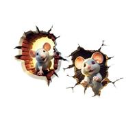 Didiseaon 2pcs Mouse Hole Wall Stickers Decal for Living Rooms and Studios, Easy to Apply and Remove PVC Wall Decor, Fun Cartoon Design Suitable for Children's Bedroom Decoration