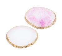Didiseaon 2pcs Nail Art Palette Resin Stone Pattern Gold Edge Manicure Palette for Gel Polish Mixing Display Plate