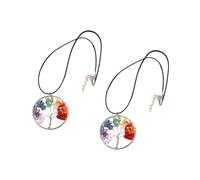 Didiseaon 2PCS Natural Stone Gravel Tree of Life Necklace Colorful Gemstone Chakra Pendant Jewelry for Women Symbol of Wisdom and Healing Unique Fashion
