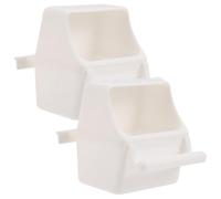 Didiseaon 2pcs Plastic Bird Water Feeder and Food Holder with Hanging Design for Parrots, Canaries, and Quails, White Cage Feeder Bowl Reduces Strain on Neck and Joints