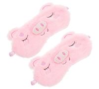 Didiseaon 2Pcs Plush Sleep Mask Pink Animal-Themed Eye Cover Soft Blindfold for Comfortable Light Blocking Eye Shade for Travel Nap Relaxation