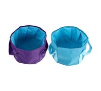 Didiseaon 2Pcs Portable Folding Foot Bath Basin for Outdoor Travel Lightweight Collapsible Foot Soaking Tub Space-saving Design in Purple and Light Blue for Family and Travel Use