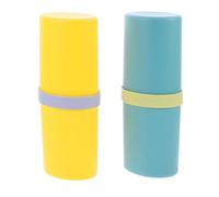 Didiseaon 2pcs Portable Travel Toothbrush Cup Holder Two Piece PP Storage | Dual Use Cup, Sealed Split Design, Tidy for Glasses and Comb, Business Trips and Gym Lockers