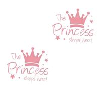 Didiseaon 2pcs Princess Sleep Here Removable Wall Decal Cartoon Crown Design Wall Sticker Bedroom Background Wallpaper Decorative Sticker for Indoor Adorn