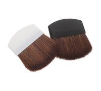 Didiseaon 2pcs Professional Blush Brush Foundation Brush Portable Makeup Tools Flat Top Safe Plastic Horsehair Dense Soft