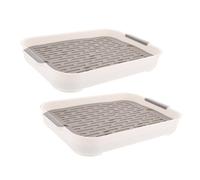 Didiseaon 2Pcs Rabbit Litter Box with Detachable Square Plastic Hamster Toilet for Guinea Pig and Bunny Rounded Edges Prevent Scratches Lightweight Pet Training Pan in Elegant Moon White