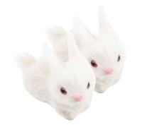 Didiseaon 2pcs Realistic Furry Rabbit Figurines Plush Simulation Bunny Dolls for Home Garden Decoration Cute Soft Stuffed Animals for Gifts and Party Ornament