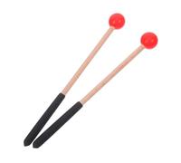 Didiseaon 2pcs Red Rubber-headed Percussion Mallets with Non-slip Wooden Handle, 9.5" Music Mallet Set for Glockenspiel, Xylophone, Tongue Drum, Marimba, and Teaching Percussion Instruments