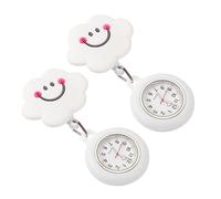Didiseaon 2pcs Retractable Nursing Watch Hanging Nurse Watch Exam Student Pocket Soft Smile White