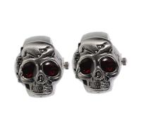 Didiseaon 2pcs Retro Skull Finger Ring Watch with Flip-Open Cover, Creative Black Metal Women’s Finger Watch for Casual Vintage Style and Unique Statement Accessories