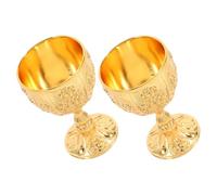 Didiseaon 2pcs Retro Wine Cup Chalice Set Vintage Zinc Alloy Embossed Goblets Decorative and Versatile for Cocktail Presentations and Party Use with Elegant European Design