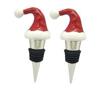 Didiseaon 2pcs Reusable Christmas Hat Wine Bottle Stoppers Metal Sealing Stopper with High Gloss Finish Easy Insert Remove Preserves Wine Freshness for Cocktail Bottles