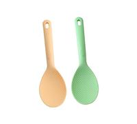 Didiseaon 2pcs Rice Spoons Non Stick Wear Resistant Kitchen Rice Scoops with Comfortable Grip for Home Restaurant and Hotel Use Portable and Easy to Clean Grass Green and Skin Color
