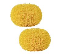 Didiseaon 2Pcs Round Nano Cleaning Balls for Kitchen Dishes with Internal Spiral Design, Yellow Fiber Sponges that Do Not Damage Surfaces, for Stoves and Cooking Bench Cleaning