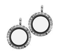 Didiseaon 2pcs Round Stainless Steel Locket Pendant Clear Glass Photo Frame Charm for Travel Daily Use and Versatile Style Protective Design for Sacred Keepsakes