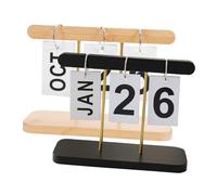 Didiseaon 2pcs Rustic Wooden Perpetual Calendar with Flip Date Display Desktop Organizer for Office Home Vintage Style Wood Block Calendar with Stand Minimalist Retro Design
