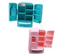 Didiseaon 2Pcs Scale Cute Double Door Fridge Model for Mini House Decoration Blue and Cherry Blossom Pink