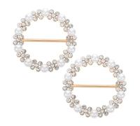 Didiseaon 2pcs Scarf Clips Rhinestone Alloy Corner Button for Women Heart Circle Shaped Pearl Bow Tie Scarf Buckle Lightweight
