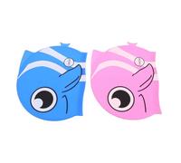 Didiseaon 2pcs Silicone Swim Caps Cartoon Fish Design Bathing Caps for Boys Soft Elastic Fit for Long and Hair High Visibility Safety Swimming Accessories