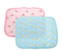 Didiseaon 2pcs Small Pet Cooling Mats for Summer Hamsters and Rabbits, Xs Aluminum Cooling Pads with Cherry Pink and Banana Blue Colors, Pet Sleeping Accessories for Guinea Pigs and Small