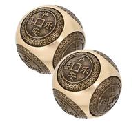 Didiseaon 2pcs Solid Brass Hand Exercise Balls for Meditation Fitness Handball Relief Design Health Massager for Wrist and Hand Non-chiming Zen