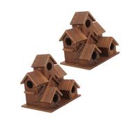 Didiseaon 2pcs Solid Wood Bird Nest Rustic Cottage Bird Nesting Box for Garden Outdoor Decor Wooden Birdhouse Feeder Function for Patio Backyard Window Sill