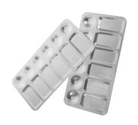 Didiseaon 2pcs Stainless Steel Painting Palettes 12-compartment Metal Mixing Trays for Artists and Students Silver Color Mixing Tools for Acrylic and Oil Paints