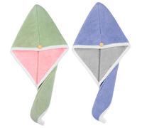 Didiseaon 2Pcs Super Absorbent Coral Fleece Hair Towel Wrap with Buckle Closure Quick Dry Turban for Women Comfortable Loose Fit Suitable for Travel Sports Yoga Spa Beach Use